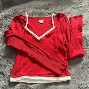 Women's Red Long Sleeve Top